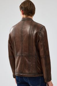 کاپشن اسپرت چرم معمولی قهوه ای مردانه گابریل دری مد