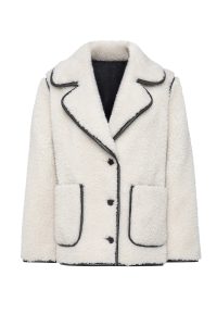 کاپشن تدی زنانه بژ یقه کرواته Valley دری مد