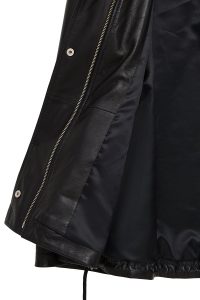 کاپشن زنانه Fancy چرم مشکی اورسایز یقه‌خوابیده دری مد