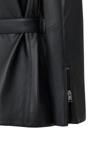 کاپشن زنانه Scarlet چرم مشکی یقه‌خزدار دری مد