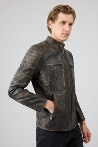 کاپشن چرم اسلیم فیت وینتیج مردانه مورانت دری مد