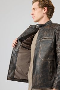 کاپشن چرم اسلیم فیت وینتیج مردانه مورانت دری مد