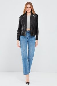 کاپشن چرم مشکی زنانه Reina دری مد