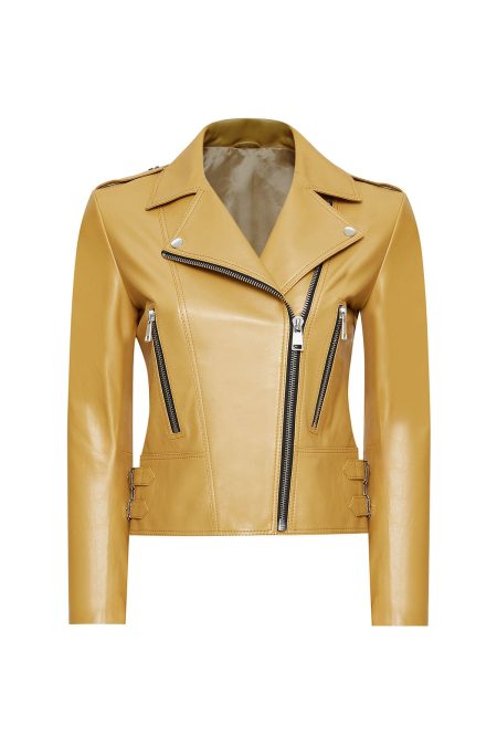 کاپشن چرم یقه دو سینه زنانه لاتویا دری مد