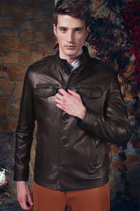 کاپشن چرمی اسپرت مشکی مردانه Moreno دری مد