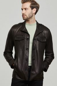 کاپشن چرمی اسپرت مشکی مردانه Moreno دری مد