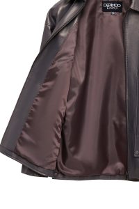 کاپشن چرمی زنانه خاکستری اورسایز یقه پیراهنی Rosalin دری مد