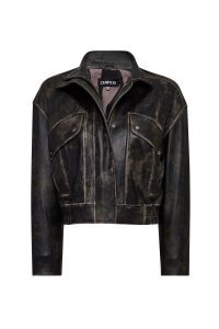 کاپشن چرمی زنانه قهوه‌ای اورسایز وینتیج Anita دری مد