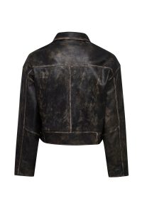 کاپشن چرمی زنانه قهوه‌ای اورسایز وینتیج Anita دری مد