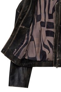 کاپشن چرمی زنانه قهوه‌ای اورسایز وینتیج Anita دری مد