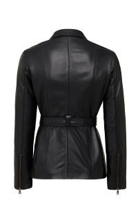 کاپشن چرمی زنانه مشکی یقه خزدار Edith دری مد