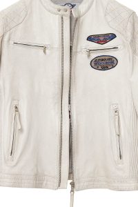 کاپشن چرمی مردانه سفید جذب آرم‌دار Storm دری مد