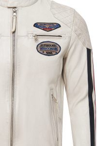 کاپشن چرمی مردانه سفید جذب آرم‌دار Storm دری مد