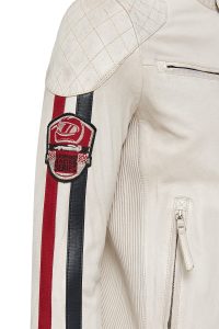 کاپشن چرمی مردانه سفید جذب آرم‌دار Storm دری مد