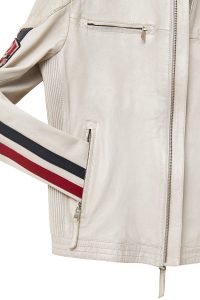 کاپشن چرمی مردانه سفید جذب آرم‌دار Storm دری مد