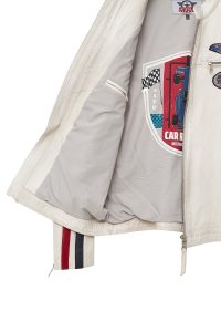 کاپشن چرمی مردانه سفید جذب آرم‌دار Storm دری مد