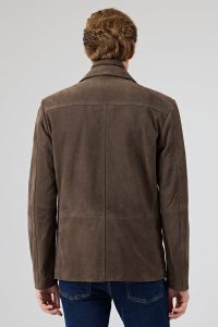 کاپشن چرمی مردانه قهوه‌ای نبوک Sacramento دری مد