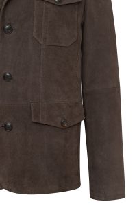 کاپشن چرمی مردانه قهوه‌ای نبوک Sacramento دری مد