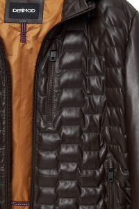 کاپشن چرمی مردانه قهوه‌ای کلاه‌دار Silva دری مد