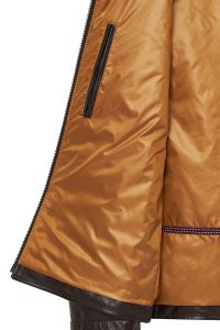 کاپشن چرمی مردانه قهوه‌ای کلاه‌دار Silva دری مد