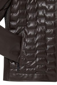 کاپشن چرمی مردانه قهوه‌ای کلاه‌دار Silva دری مد