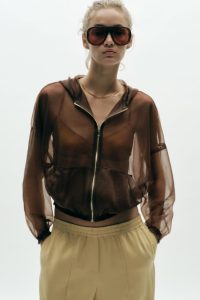 کت ارگانزا زنانه کلاه‌دار زارا – ZARA