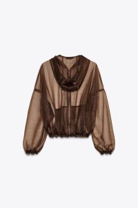 کت ارگانزا زنانه کلاه‌دار زارا – ZARA