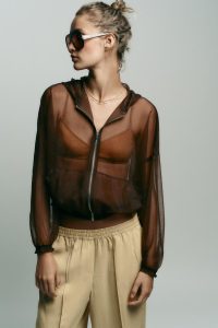 کت ارگانزا زنانه کلاه‌دار زارا – ZARA
