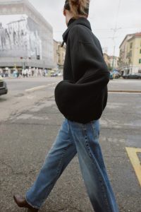 کت بامبر زنانه بالونی با یقه پشمی متضاد زارا – ZARA