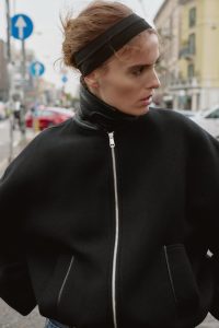 کت بامبر زنانه بالونی با یقه پشمی متضاد زارا – ZARA