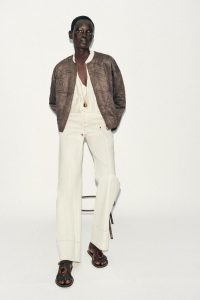 کت بامبر زنانه جیر مصنوعی گلدوزی‌شده زارا – ZARA