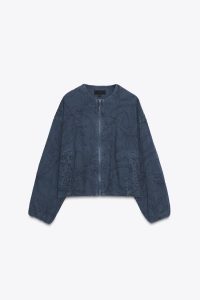 کت بامبر زنانه جیر مصنوعی گلدوزی‌شده زارا – ZARA