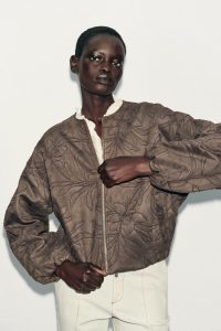 کت بامبر زنانه جیر مصنوعی گلدوزی‌شده زارا – ZARA