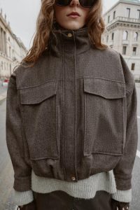 کت بامبر زنانه طرح جناغی پفی زارا – ZARA