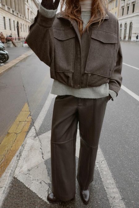 کت بامبر زنانه طرح جناغی پفی زارا – ZARA