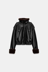 کت بامبر زنانه چرم مصنوعی دو لایه زارا – ZARA