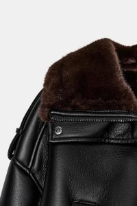 کت بامبر زنانه چرم مصنوعی دو لایه زارا – ZARA