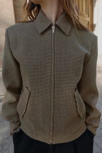 کت بامبر زنانه چهارخانه با اپل شانه زارا – ZARA