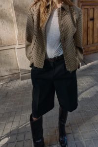 کت بامبر زنانه چهارخانه با اپل شانه زارا – ZARA