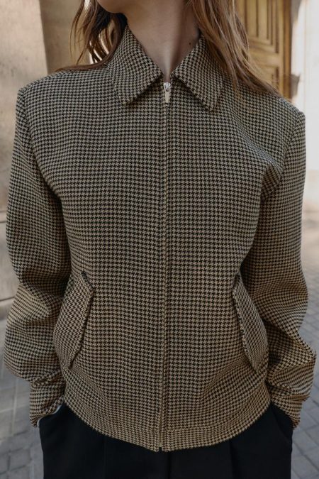 کت بامبر زنانه چهارخانه با اپل شانه زارا – ZARA