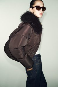 کت بامبر زنانه quilted با یقه خز مصنوعی زارا – ZARA