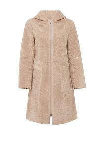 کت تدی زنانه بژ دوطرفه کلاه‌دار Fiorentini دری مد