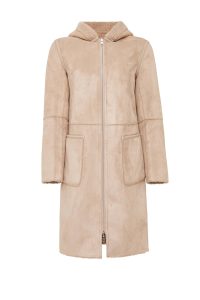 کت تدی زنانه بژ دوطرفه کلاه‌دار Fiorentini دری مد