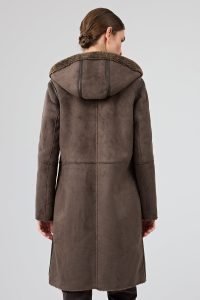 کت تدی زنانه قهوه‌ای دوطرفه کلاه‌دار Fiorentini دری مد