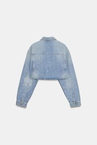 کت جین کوتاه زنانه نگین‌دار TRF زارا – ZARA