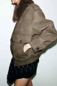 کت زنانه جیر مصنوعی با یقه جداشونده زارا – ZARA