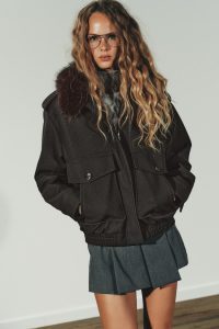 کت زنانه جیر مصنوعی با یقه جداشونده زارا – ZARA