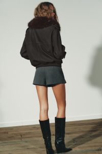 کت زنانه جیر مصنوعی با یقه جداشونده زارا – ZARA