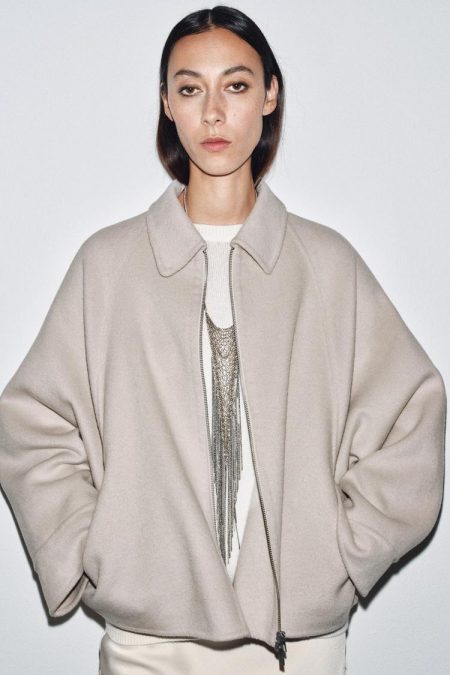 کت زنانه پشمی زیپ‌دار کالکشن ZW زارا – ZARA