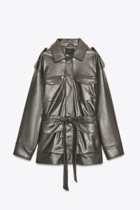 کت زنانه چرم مصنوعی با جیب زارا – ZARA